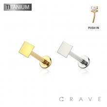 IMPLANT GRADE TITANIUM THREADLESS PUSH IN LABRET WITH FLAT SQUARE TOP